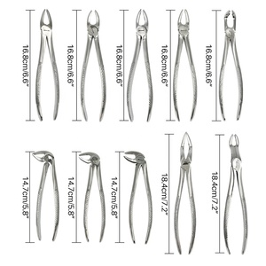 Ensemble de forceps d'extraction dentaire en acier inoxydable, poignée moletée, instruments chirurgicaux de classe I, utilisation manuelle, couleur argent - Product Image 5