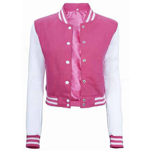 แจ็คเก็ตวาร์ซิตี้สีชมพู แขนสีขาว ปกคอพับ ติดกระดุม สไตล์พรีปปี้ ความยาวสั้น ทรงปกติ เหมาะสำหรับใส่ในฤดูใบไม้ผลิ - Product Image 6