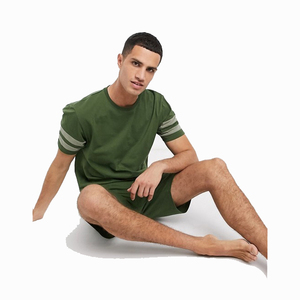 Conjunto de Dos Piezas de Camisa y Pantalones Cortos Deportivos para Hombre, Diseño Personalizado, Casual, para el Hogar o Vacaciones, Color Sólido, Tejido Waffle Transpirable, Corte Holgado - Product Image 5