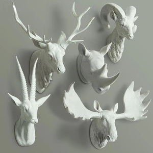 Decoración de Pared con Cabeza de Animal 3D Hecha a Mano en Aluminio, Diseño Moderno, Paquete de Varias Piezas - 21x17x36cm (8x7x14 pulgadas) - Product Image 1