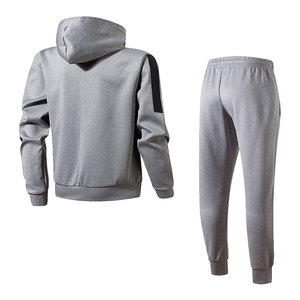 Men's Solid Color Sporty Full Zipper Tracksuit Set Custom Made Breathable Cotton Fleece Two-Piece Training Wear <b>Zip</b>-Up Tracksuit - Product Image 2