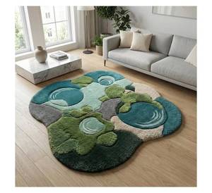 Tapis touffeté en forme de galet de bassin, forme irrégulière, doux et moelleux, tapis moderne pour salon, magnifique tapis pour hôtel, villa, décoration. - Product Image 3