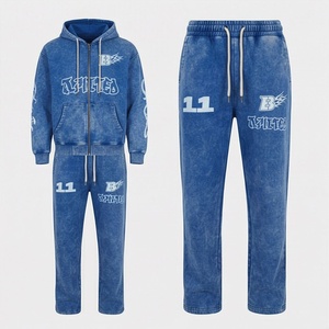 Custom Acid Wash Tracksuits Cotton Vintage <b>Hoodie</b> And Sweatpants Joggers Set For Men Premium Athletic <b>Workout</b> Gym Outfits - Product Image 1