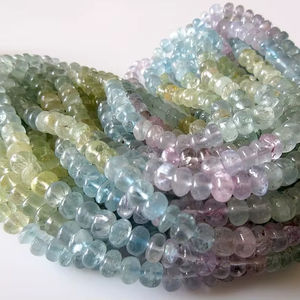 Cuentas Redondas Lisas de Aguamarina Natural en Tonos Rosa, Azul y Amarillo, Cuentas de Morganita para la Elaboración de Joyería - Product Image 1