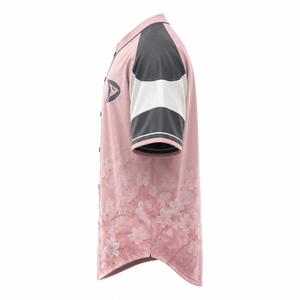 Maillot de baseball personnalisé, impression par sublimation, motif cœur noir et rose, boutons sur le devant, manches courtes, unisexe, pour la lutte contre le cancer du sein - Product Image 3