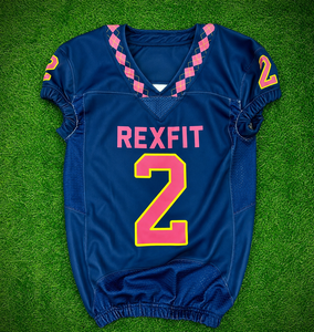 Ensemble de maillot et pantalon de football américain Rexfit, sublimé, col en V, sans manches, respirant, ajusté, en mesh, pour homme adulte - Product Image 2