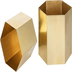 Macetas Metálicas Doradas con Textura Martillada Profunda y Macetas de 8 Pulgadas (Diámetro) para Decoración de Sala de Estar y Dormitorio - Product Image 6