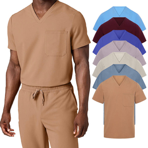 Personalized High Quality Men's Women's Medical Nursing <b>Scrubs</b> <b>Sets</b> Customized Logo Print V Neck Polyester Hospital Uniform <b>Set</b> - Product Image 3