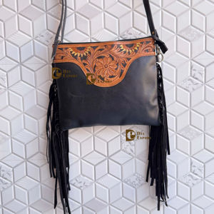 Bolso de Piel Auténtica con Flecos Tallados a Mano, Bolso de Diseñador, Gitano, Bohemio, Multiusos, para Mujer, Novedad - Product Image 1