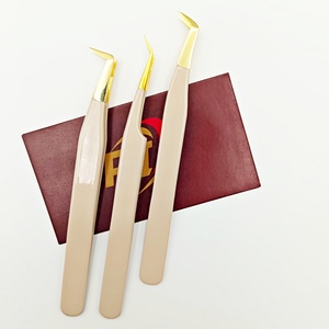 Luxury Gold Tip Eyelash Extension Tweezers <b>Kit</b> 3 Piece Precision <b>Lash</b> Isolation 90 45 65 Degree Volume Tweezers Custom Logo - Product Image 3