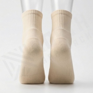 Beige Ankle <b>Socks</b> Solid Knitted Breathable Casual Daily Wear Adult Regular Style - Product Image 2