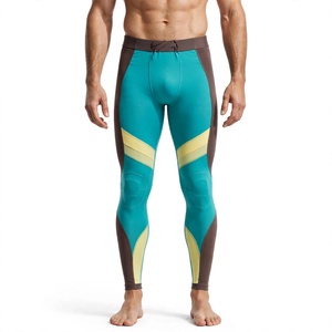 Leggings de compression longs pour hommes à motif géométrique en Spandex et Nylon avec taille élastique pour le sport - Product Image 1