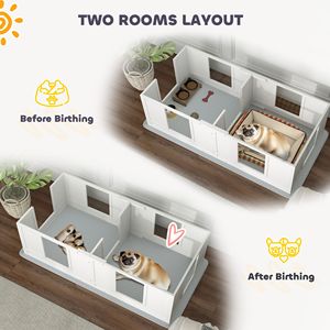 Caja de Parto Ajustable de Diseño Doble para Perros Pequeños con Paneles Transparentes y Colchoneta para Parto, Muebles para Mascotas - Product Image 6