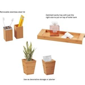 Ensemble de salle de bain en bambou écologique, parfait pour l'organisation quotidienne de l'hygiène, rangement sur comptoir, décoration style spa, pour hôtel et usage domestique - Product Image 5