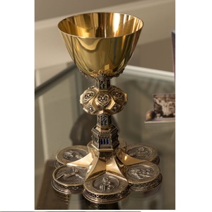 Stylish Chalice Shinny Brass Color Also Customized With Etching Design Chalice is handmade high-quality brass church supplies - Product Image 1