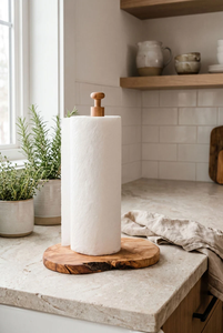Support de rangement autoportant en bois pour essuie-tout de cuisine avec corde – Porte-rouleau de papier domestique - Product Image 4