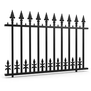 Paneles de Cerca de Hierro con Diseño Ornamental Clásico Pintados de Negro para Cercas de Seguridad Residenciales - Product Image 3