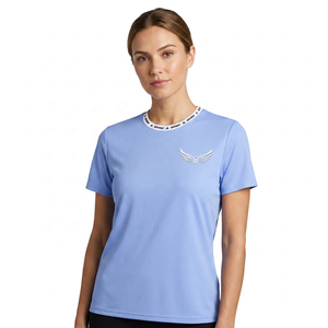 Camiseta de Manga Corta Azul Claro para Hombre con Logotipo de Ala Bordado, Cuello Redondo, Corte Regular Informal, Tela Jersey - Product Image 2