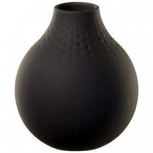 Wholesale Modern Matte Black Pottery <b>Vase</b> | <b>Small</b> Round Textured Ceramic <b>Flower</b> <b>Vase</b> | Decorative Tabletop Bud <b>Vase</b> for Wedding - Product Image 1