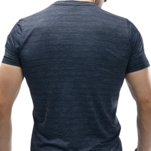 Custom <b>Navy</b> Men's Compression Shirt Quick Dry Gym Workout Running Fitness Athletic Short Sleeve Performance Tee - Product Image 4
