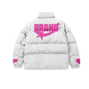 Veste d'hiver rembourrée mince de haute qualité pour hommes avec impression personnalisée «Marque» Design épais et chaud col montant avec fermeture éclair Service OEM - Product Image 3