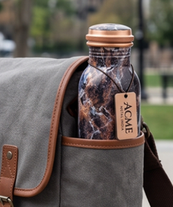Luxurious Marble Print Pure Copper <b>Bottle</b> Leakproof Modern Minimalist Style For Daily Hydration Travel Gym Yoga Office And Yoga - Product Image 5