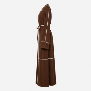 Abaya Modesta de Primera Calidad, Diseño ODM, Abertura Frontal, Manga Larga, Cinturón, Cuello en V, Poliéster, Secado Rápido, Hecha a Mano, para Mujer - Product Image 1