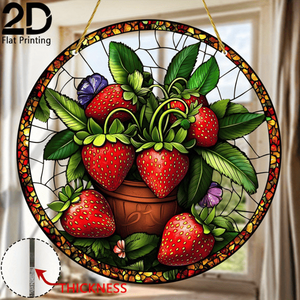CIFbuy Attrape-soleil en acrylique motif fraise 8x8 pouces, Décoration murale et d'intérieur style ferme, Décoration en cristal, Art mural suspendu pour fenêtre, TikTok pour Temu Pick - Product Image 5