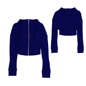 Hoodie court oversize pour femme en molleton 100% coton, manches régulières, imprimé gothique, broderie géométrique, collection Printemps - Product Image 5