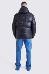 2026 Men Hooded Puffer Jacket Windproof <b>Winter</b> <b>Coat</b> <b>Thick</b> Polyester Wadding Regular Fit Zipper Closure Casual Style - Product Image 5