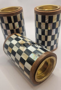 Elegante Portavelas con Incrustaciones de Madreperla, Decoración de Hogar Hecha a Mano de Lujo por Tradebyd - Product Image 3