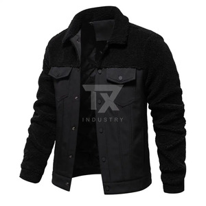 Veste d'hiver en polaire sherpa pour homme avec col montant et logo frontal, couleur unie, fermeture éclair, poches personnalisées d'usine - Product Image 6