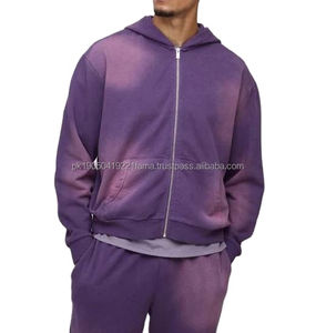 Conjunto de Sudadera con Capucha y Cremallera Personalizada con Logotipo, Lavado Ácido, Estilo Urbano de Invierno, con Pedrería, 120 g/m² - Product Image 4