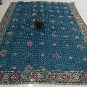Dupatta vintage en georgette pure de qualité supérieure avec tissu imprimé et travail décoratif, tenue ethnique traditionnelle pour mariage, pour femmes - Product Image 5