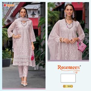 Organza d'hiver gracieux Shalwar Kameez brodé avec un fond Santoon lourd et terne et des vêtements indiens et pakistanais élégants intérieurs - Product Image 3
