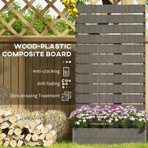 "Dark Gray Plastic <b>Planter</b> <b>Box</b> with Trellis for Climbing Plants & Outdoor Garden" - Product Image 5