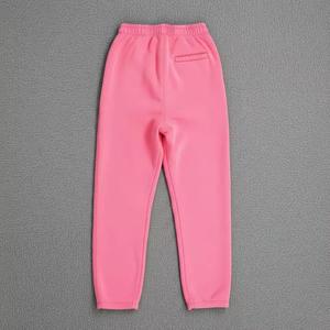 Pink Men's Sweatpants Elastic Waist Casual Knitted Cotton Joggers With Flame Logo Print Right Leg Autumn Wear - Product Image 5