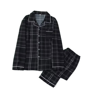 Ensemble de pyjama pour homme en deux pièces, confortable, nouveau, chemise à manches longues à carreaux, pantalon à carreaux, vêtements de nuit décontractés confortables - Product Image 2