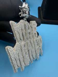 จี้เพชรโมอิสซาไนต์ทรง 3 มิติ เงินแท้ 925 ประดับอักษรย่อแบบกำหนดเอง สไตล์ฮิปฮอป สำหรับทุกเพศ - Product Image 4