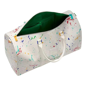 Sac de voyage en toile blanche avec imprimé éclaboussures colorées, poignée supérieure, fermeture éclair, unisexe, grande capacité 36,56 L, pour le sport - Product Image 3