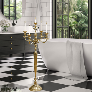 Candelabro Romántico de Aluminio Dorado de 5 Brazos, Centro de Mesa Decorativo para Bodas y San Valentín al Precio Más Bajo - Product Image 3