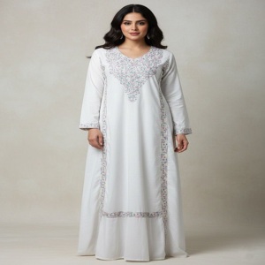 Premium Rayon Slub Kaftan with Luxury Multi-Color Embroidery & Diamond Accent Panels – Elegant Arabic Jalabiya <b>Abaya</b> Wholesale - Product Image 3