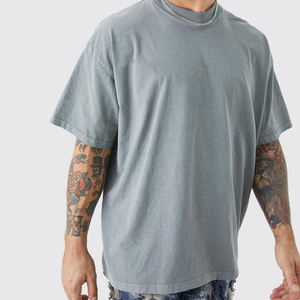 T-shirt d'été uni pour homme, coupe ample, col rond, tricoté, 100% coton 180g, séchage rapide, respirant, impression personnalisée, vente en gros - Product Image 1