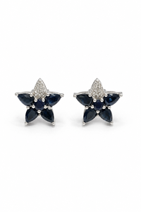 Boucles d'oreilles en saphir bleu et diamant en argent sterling 92,5 KLST-30209 - Product Image 1