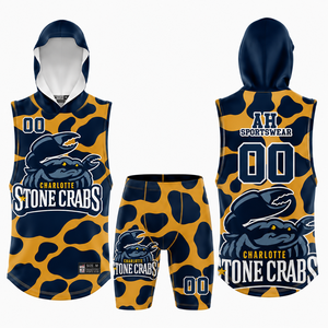 Conjunto de Uniforme de Fútbol 7v7 Sublimado Personalizado para Hombre, Jersey sin Mangas con Capucha, Pantalones Cortos de Compresión, Secado Rápido, Transpirable, Alta Calidad - Product Image 2