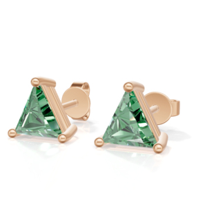 <b>Rose</b> <b>Gold</b> Plated Sterling Silver Trillion Cut Emerald <b>Stud</b> <b>Earrings</b> Classic Women's Jewelry Heerani Jewels Water Triangle - Product Image 1