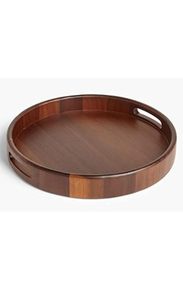 Plateau de service rond en bois pour la décoration de la maison, table à manger, rangement multifonctionnel, plateau décoratif - Product Image 6