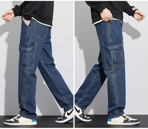 Ventes chaudes : Salopette en jean droite et ample pour homme, pantalon cargo en denim tendance pour homme - Product Image 2