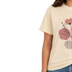 เสื้อยืดคอกลมพิมพ์ลายดอกไม้แบบนามธรรมสำหรับผู้หญิง สวมใส่สบาย ระบายอากาศได้ดี เหมาะสำหรับฤดูร้อน รับผลิตตามแบบ OEM แฟชั่นเสื้อยืดทันสมัย - Product Image 4