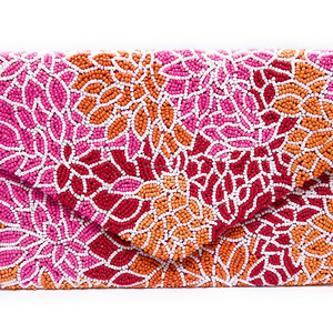 Handmade Orange for Floral Beaded Envelope Clutch <b>Bag</b> Durable Sequin Purse Portable Foldable Wedding Parties Evening <b>Gift</b> - Product Image 5